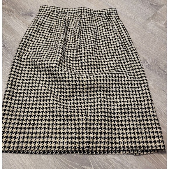 Carlisle Houndstooth Mindi Skirt Black White Wool‎ Silk Size 8 With Pockets - Picture 2 of 12